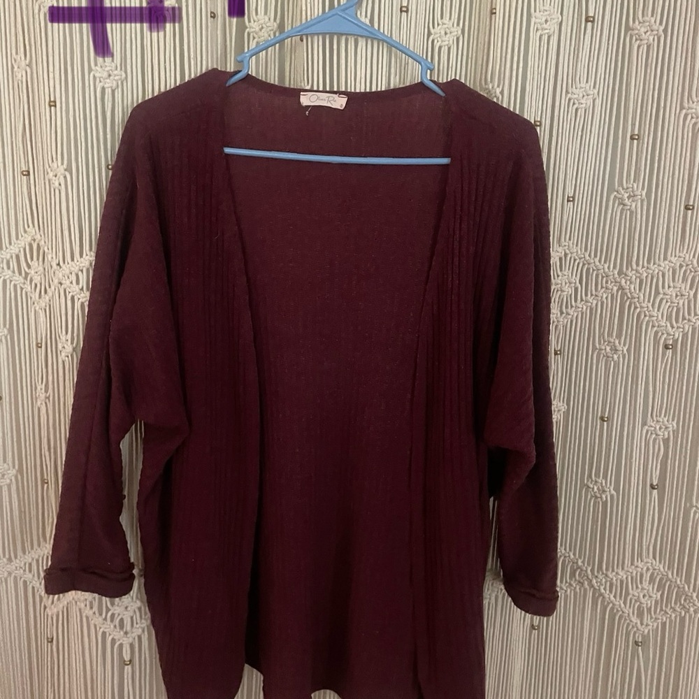 Cynthia Rowley Red Cardigan Sweater Knit Open-Front